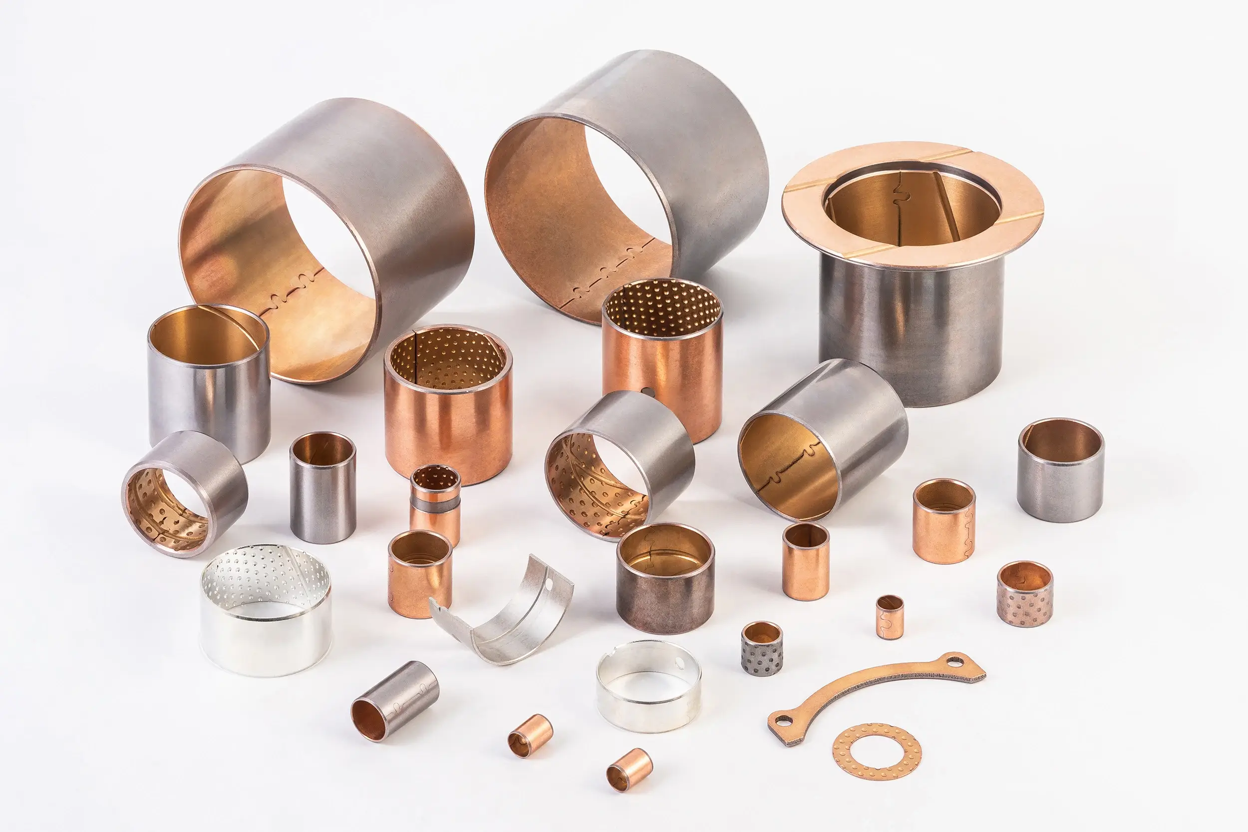 Bimetal bushings for heavy-duty gear applications — steel-backed bronze sintered bearings for agricultural and commercial transmissions